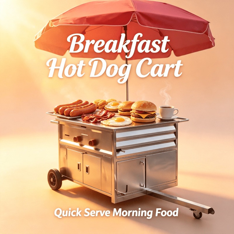 عربة طعام متنقلة مدمجة بعجلات  - مراجعة Hot Dog Vending Cart وسعره