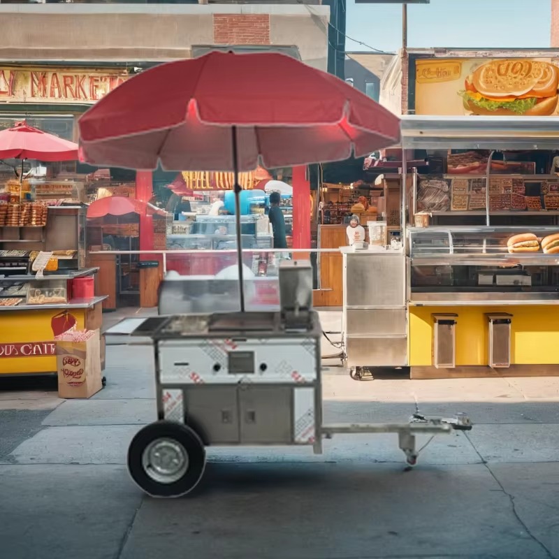 عربة طعام متنقلة مدمجة بعجلات  - مراجعة Hot Dog Vending Cart وسعره